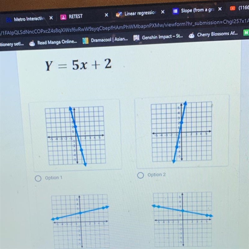 Which of the following is the graph of the equation below?-example-1