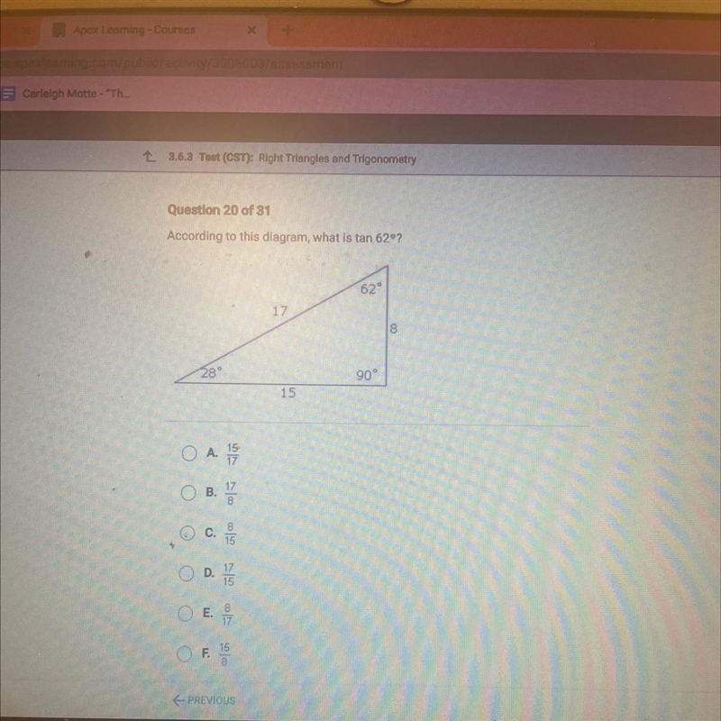 According to this diagram, what is tan 62°?-example-1