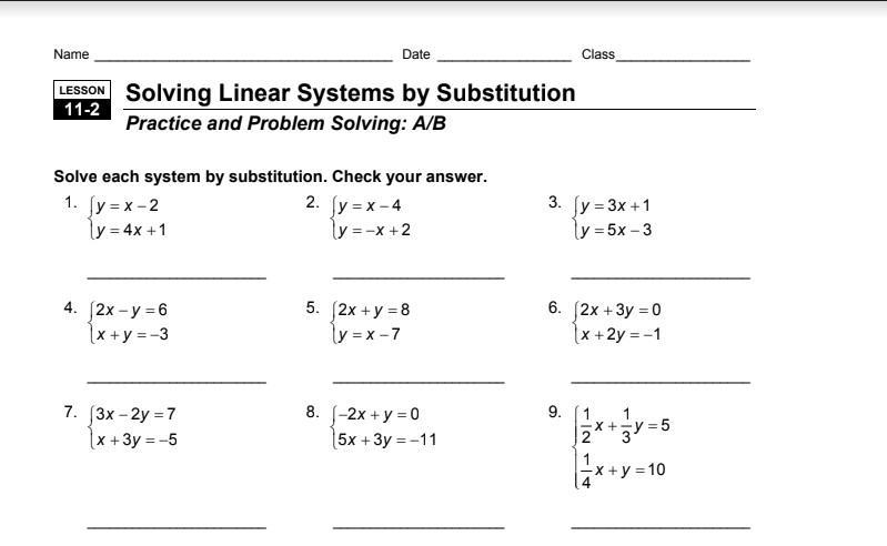 HELP PLSSSSS Solve each system with substitution-example-1