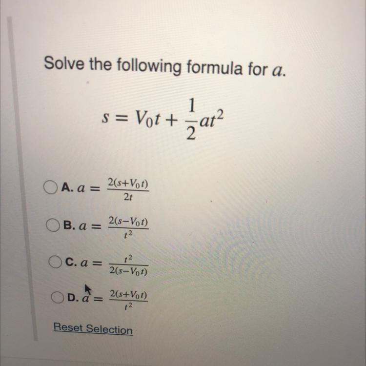 Solve the following formula for a.-example-1