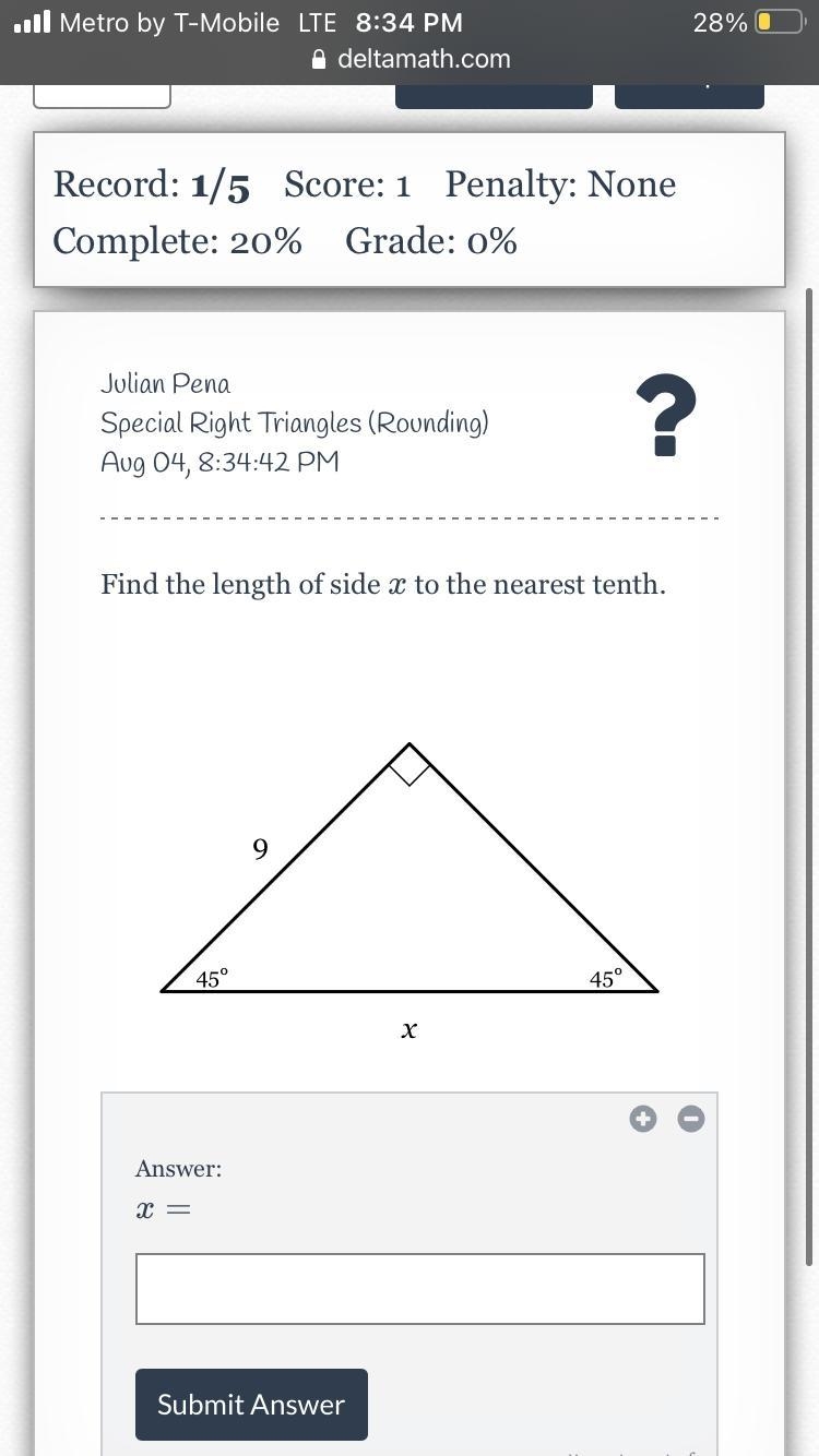 Find the length of side x to the nearest tenth.-example-1