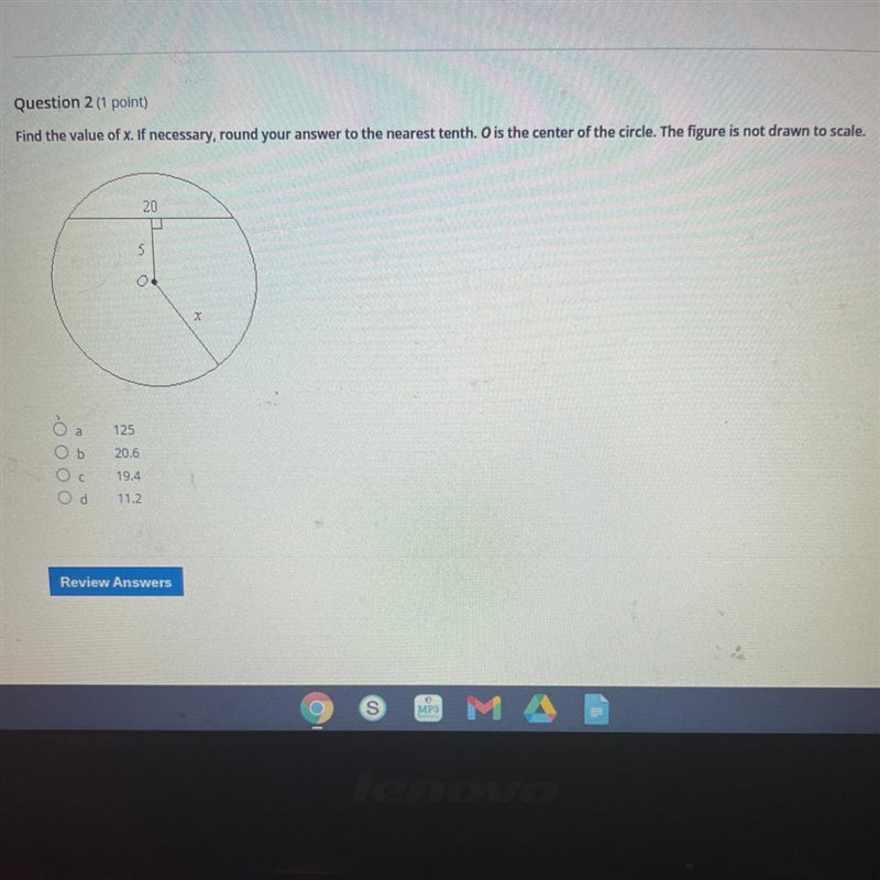 Find the value of x. If necessary, round your answer to the nearest tenth. O is the-example-1