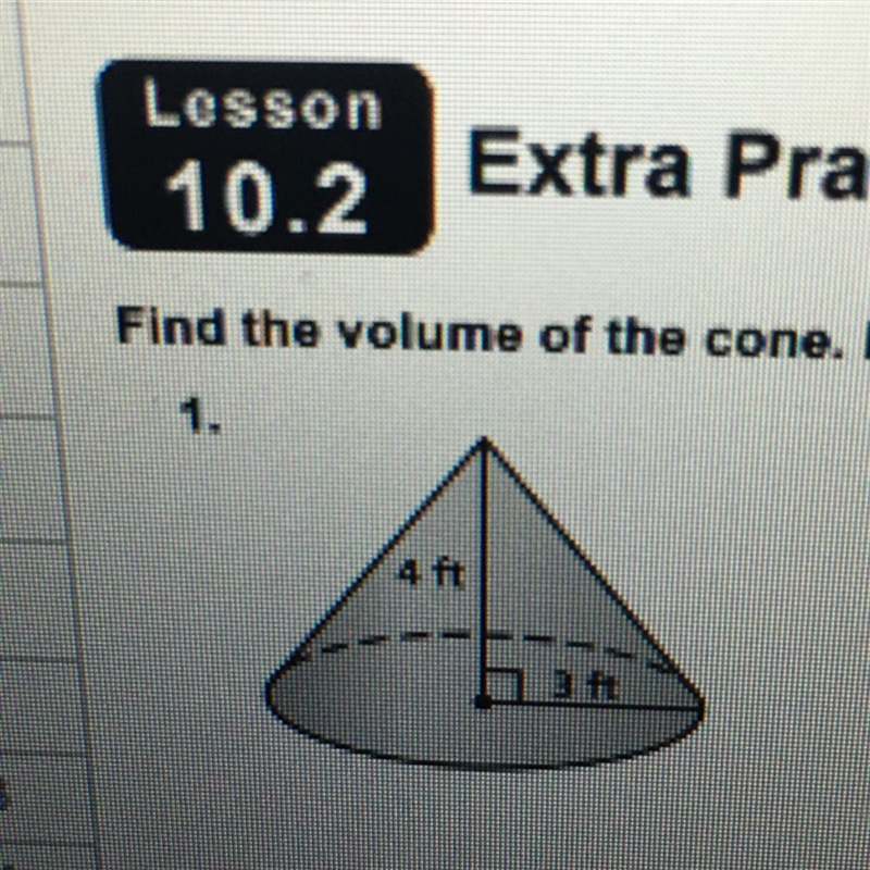 Find the volume of the cone.-example-1