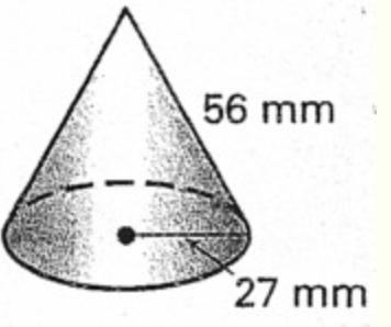 Referring to the figure, find the surface area of the cone shown. Round to the nearest-example-1