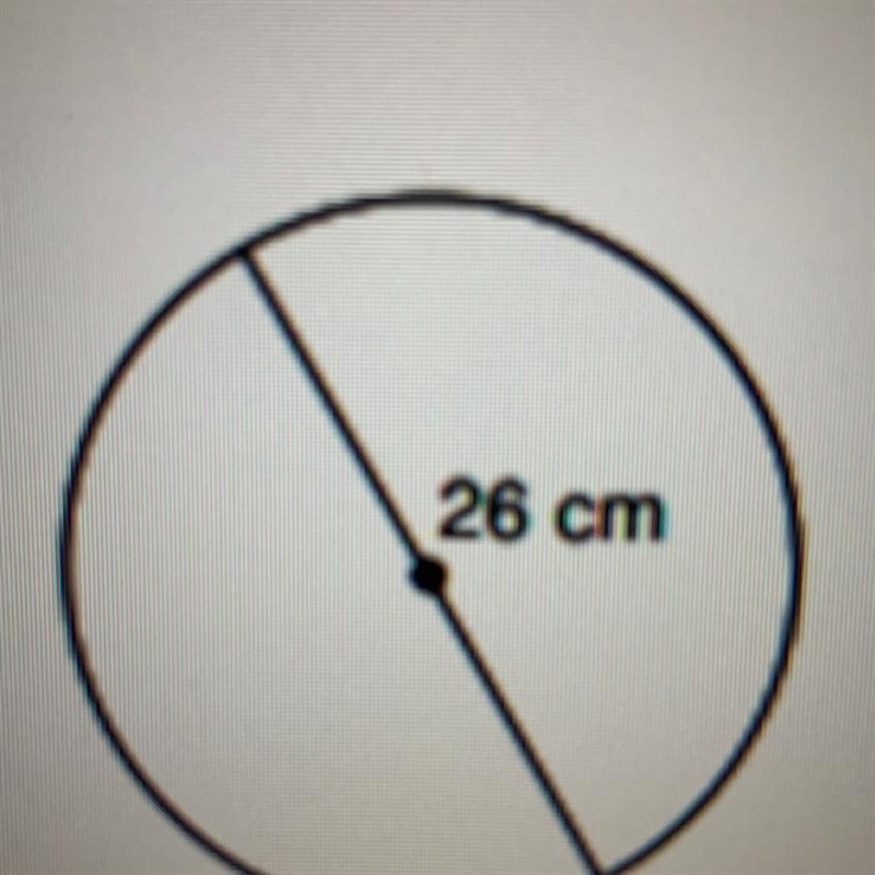 What is the circumference of the circle? f) 52 cm2 e) 2610 cm2 cm g) 6767 cm h) 1697 cm-example-1