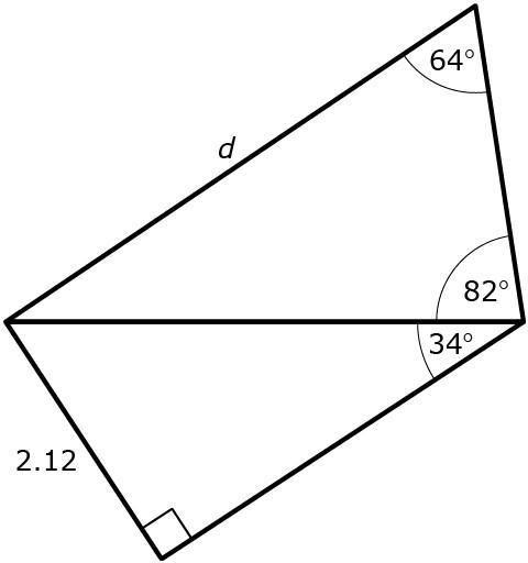 Determine the measure of side d in the following diagram. Make sure that your answer-example-1