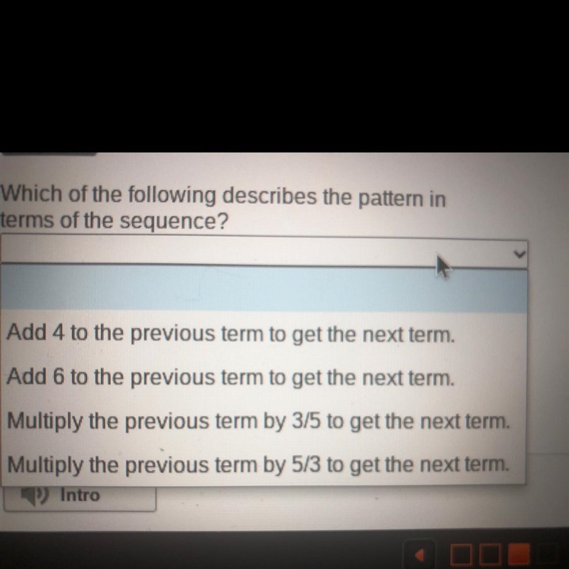 Which of the following describes the pattern in terms of the sequence?-example-1