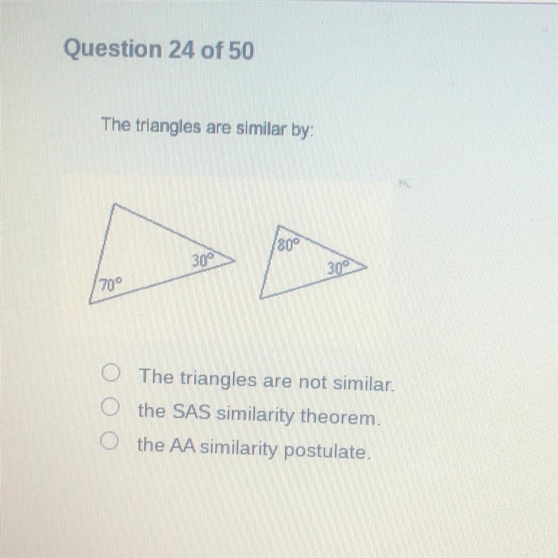 The triangles are similar by??-example-1