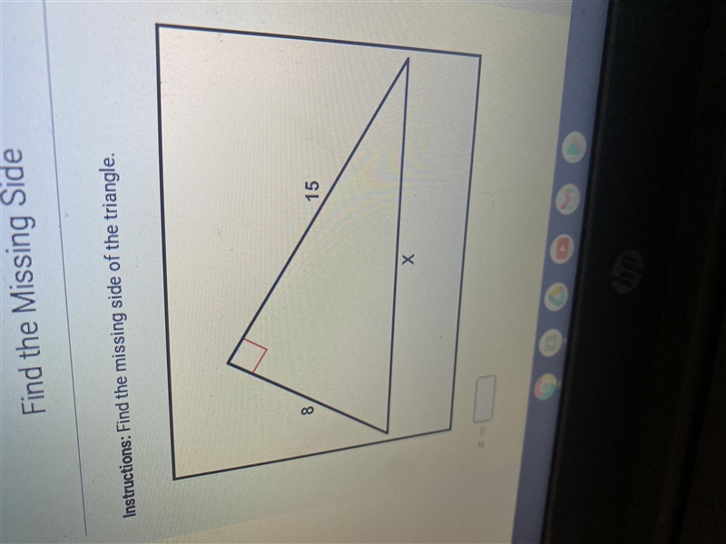 Find the missing side of the triangle-example-1