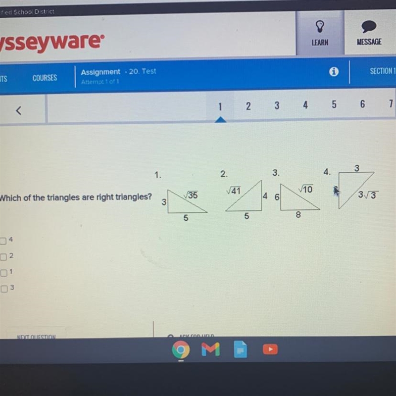 Which of the triangles are right triangles-example-1