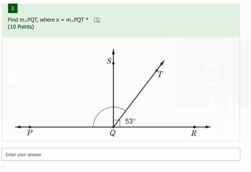 Find m∠PQT, where x = m∠PQT-example-1