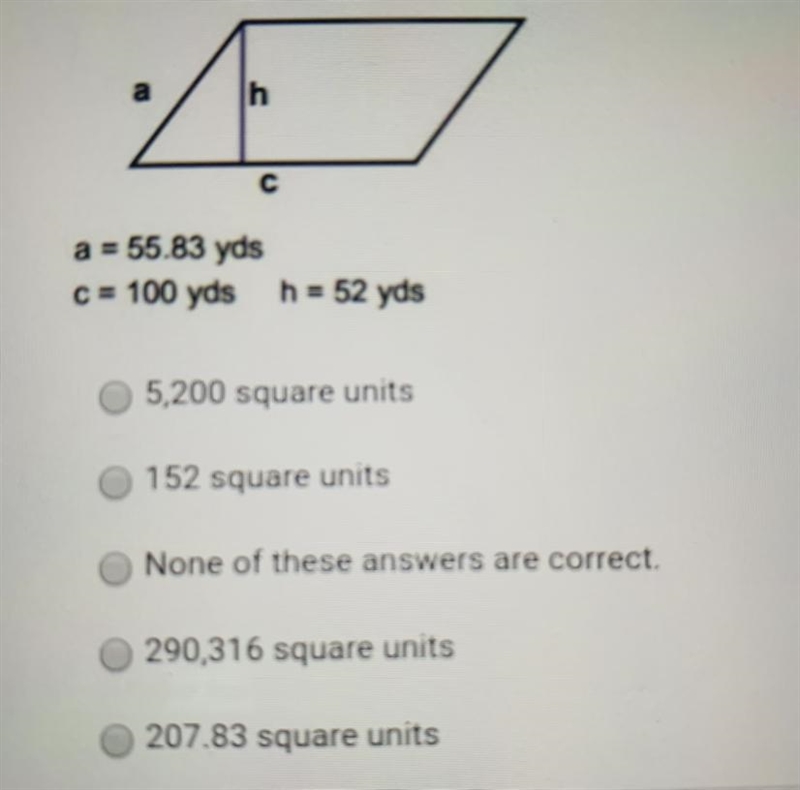 PLSSS ASAP HELP!! Find the area of the parallelogram shown below. The formula to find-example-1