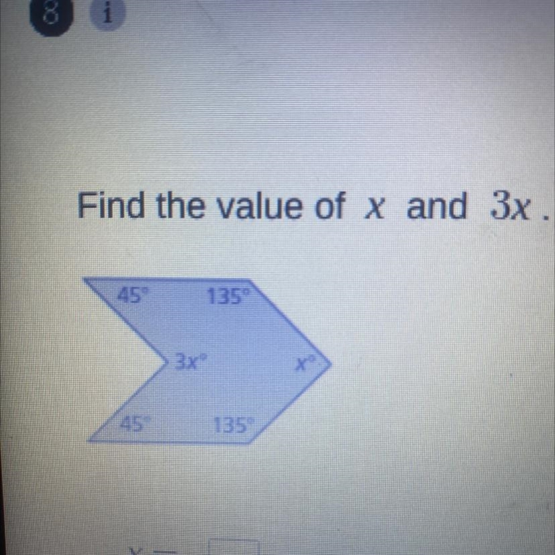 Find the value of x and 3x-example-1