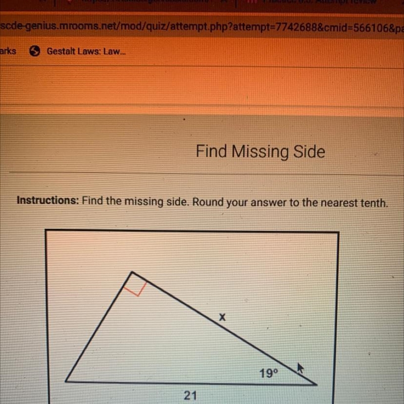 Find the missing side round your answer to the nearest tenth-example-1