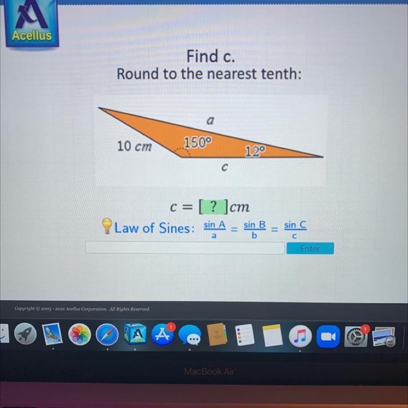 Find c. Round to the nearest tenth.-example-1