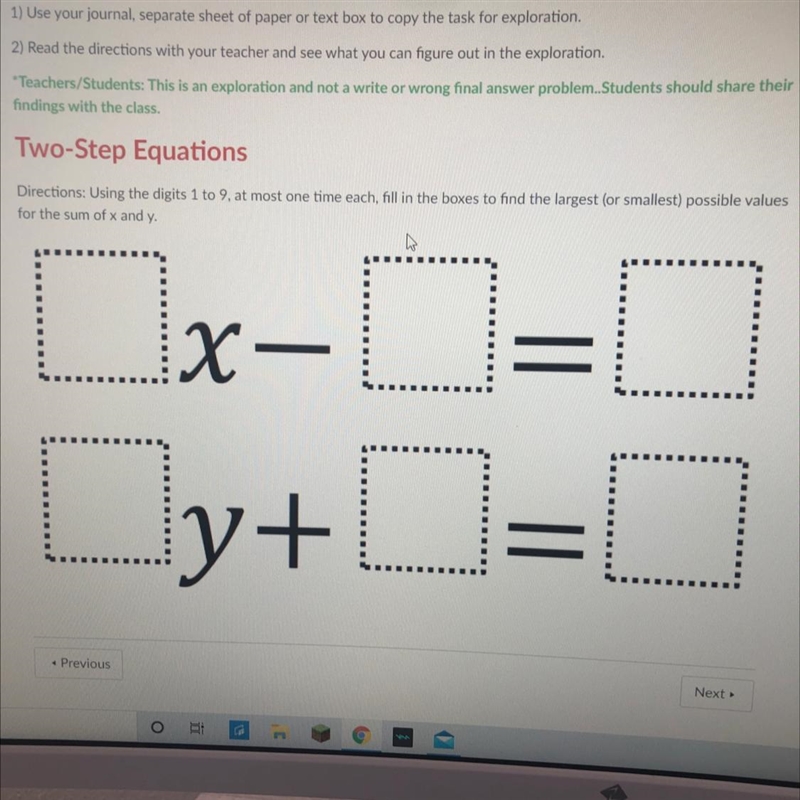 Directions: Using the digits 1 to 9, at most one time each, fill in the boxes to find-example-1