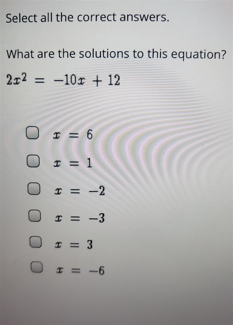 Select all the correct answers. What are the solutions to this equation? 2x2 = -10x-example-1