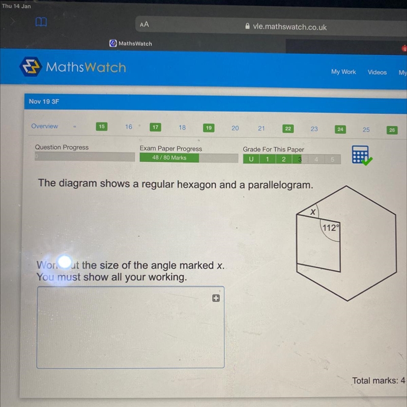 The diagram shows a regular hexagon and a parallelogram.-example-1