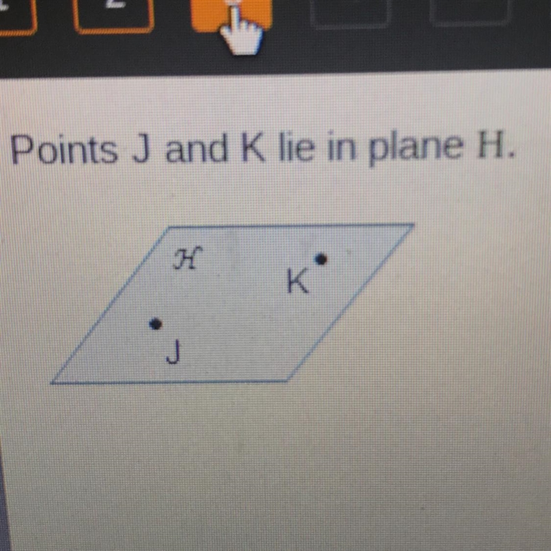 Points J and K lie in plane H. How many lines can be drawn through points J and K-example-1