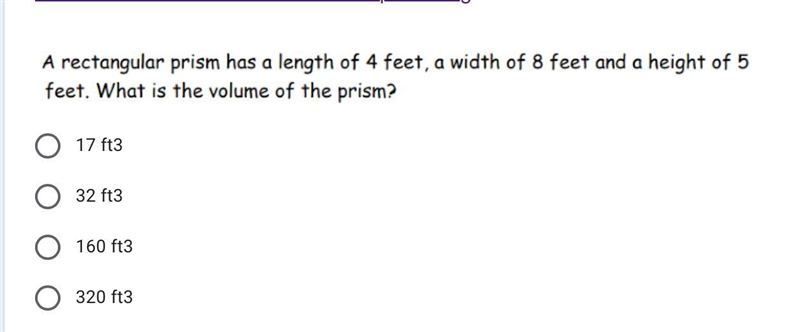 A rectangular prism has a length of 4 feet, a width of 8 feet and a height of 5 feet-example-1