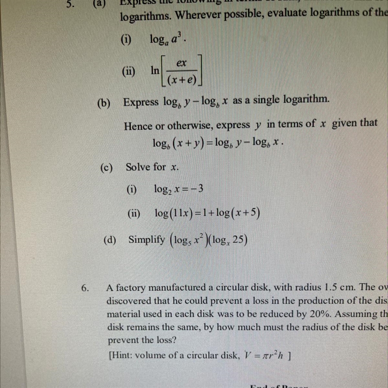 Log, (x + y)=log, y, log, x . Solve for question D only-example-1