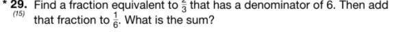 Find a fraction equivalent to 2/3 that has a denominator of 6. Then add the fraction-example-1