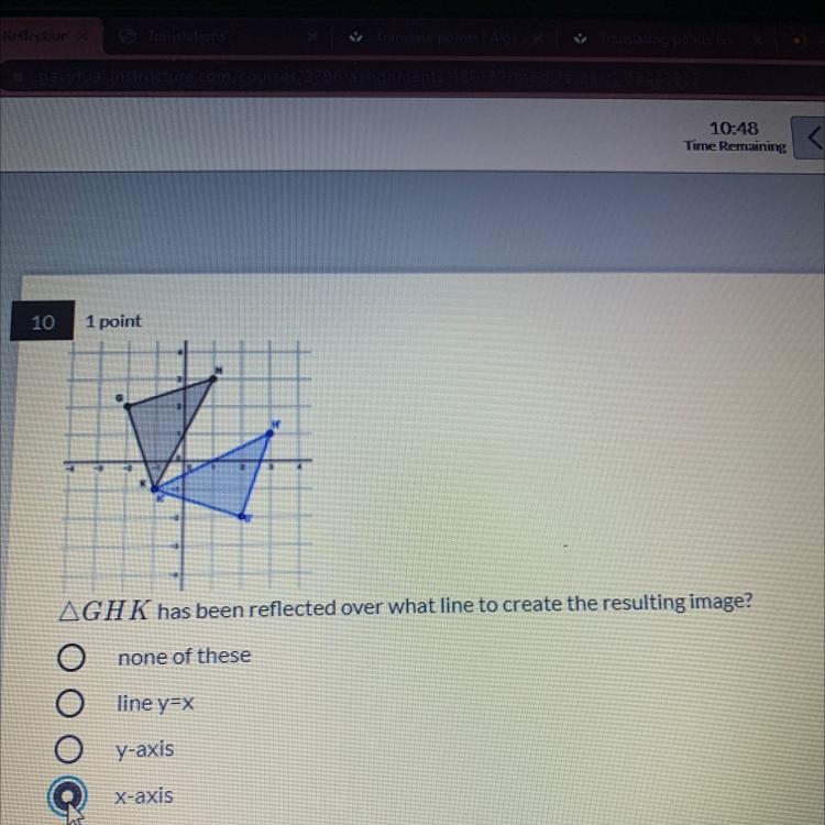 GHK has been reflected over what line to create the resulting image?-example-1