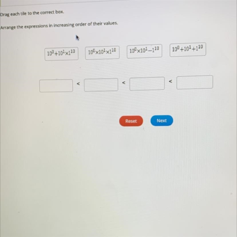 Arrange the expression in increasing order of their values-example-1