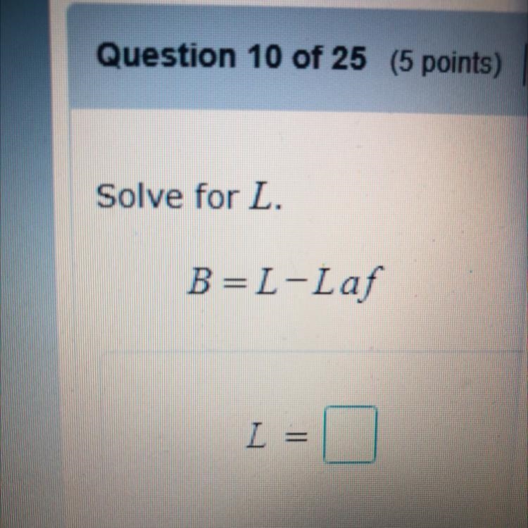 Please Help!!!! Solve For L-example-1