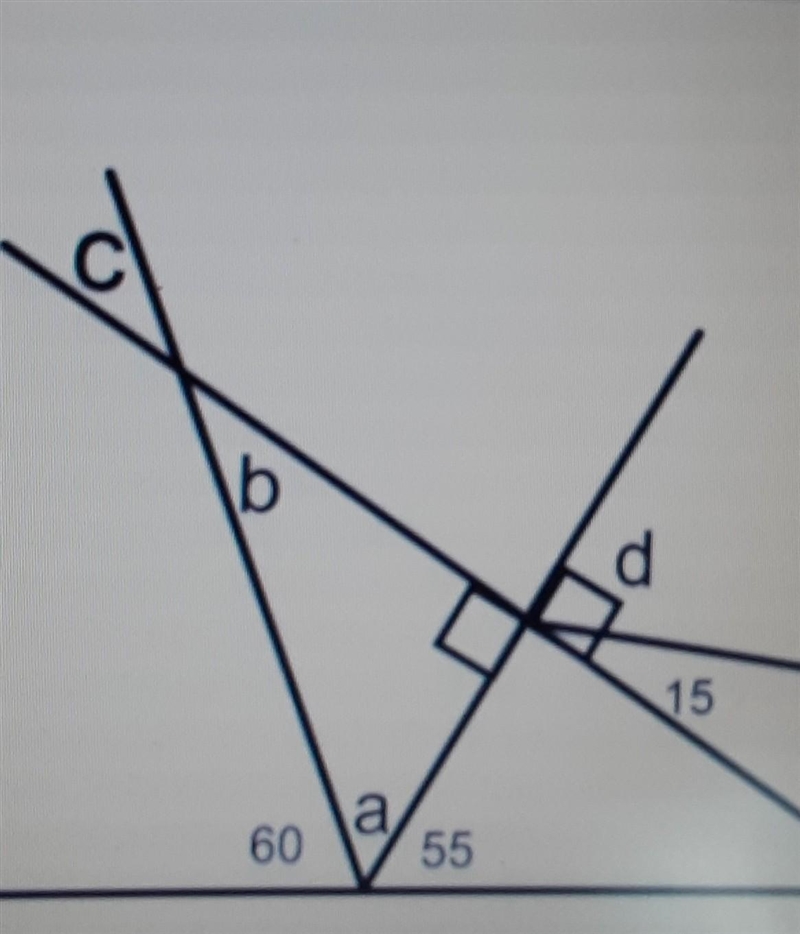 B Find all the missing angles - a,b,c, and d​-example-1