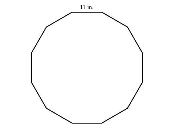 What is the area of a regular dodecagon with 11-inch sides? Answer in complete sentences-example-1