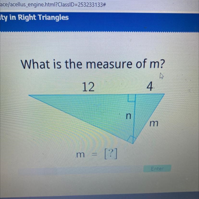 What is the measure of m? 12 4. n m m = [?] Please help!-example-1