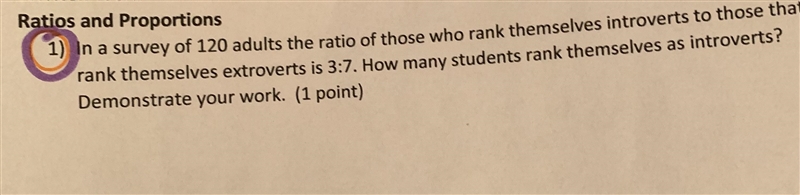 How many students rank themselves as introverts? Demonstrate your work!!-example-1