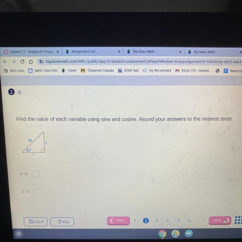 Find sin d, sin e, cos d, and cos e. Write each answer as a fraction in simplest form-example-1