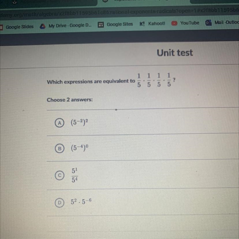 What expressions are equivalent to 1/5•1/5•1/5•1/5-example-1