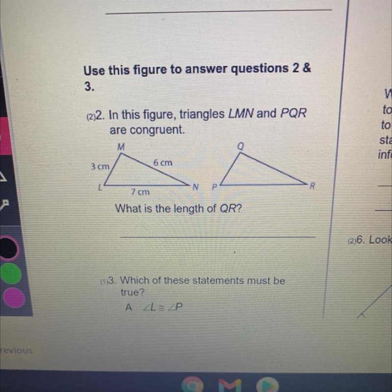 In this figure triangles LMN and PQR are congruent-example-1