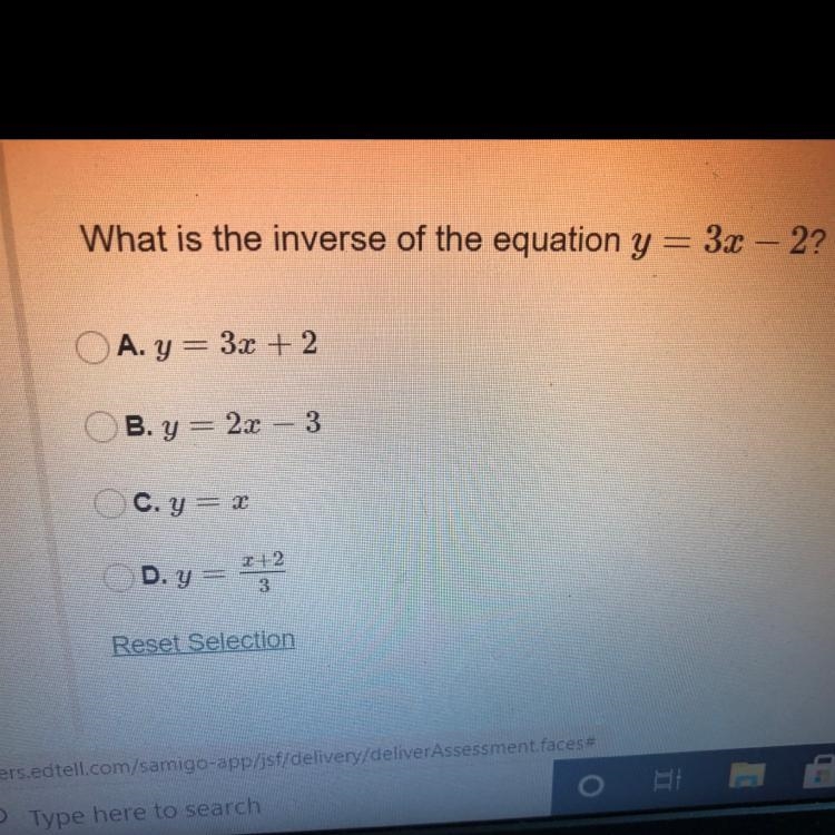 What is the inverse of the equation y 31 – 2?-example-1