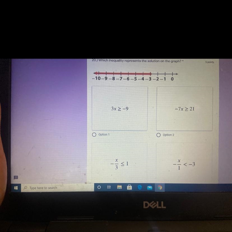 20.) Which inequality represents the solution on the graph?* ￼-example-1