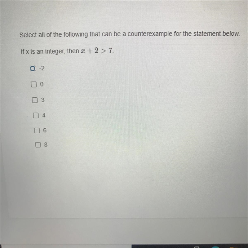 Select all of the following that can be a counterexample for the statement below. If-example-1