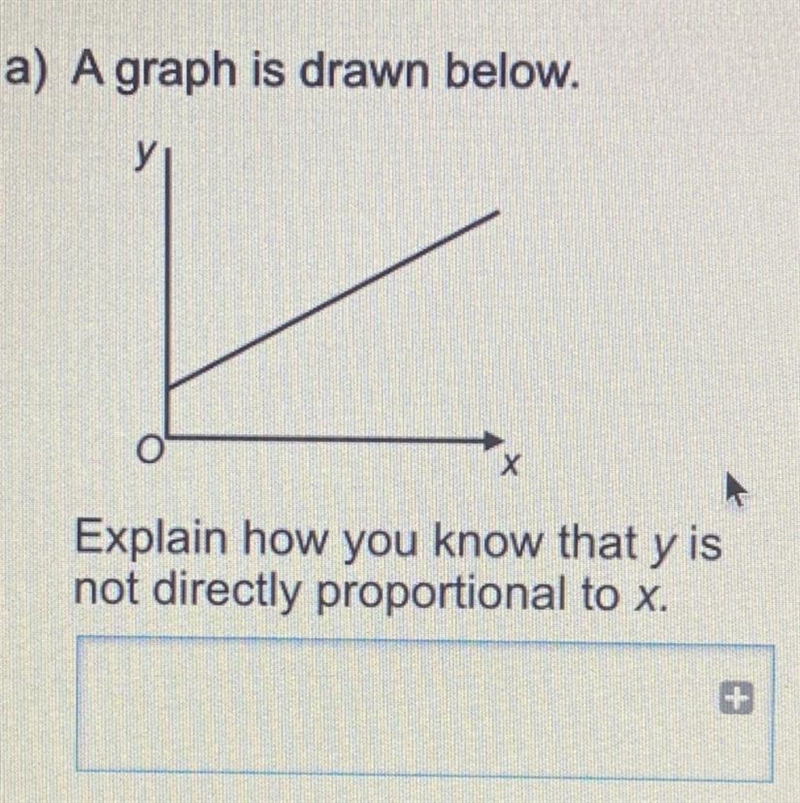 Look at the diagram, how do you know that y is not directly proportional to x.-example-1