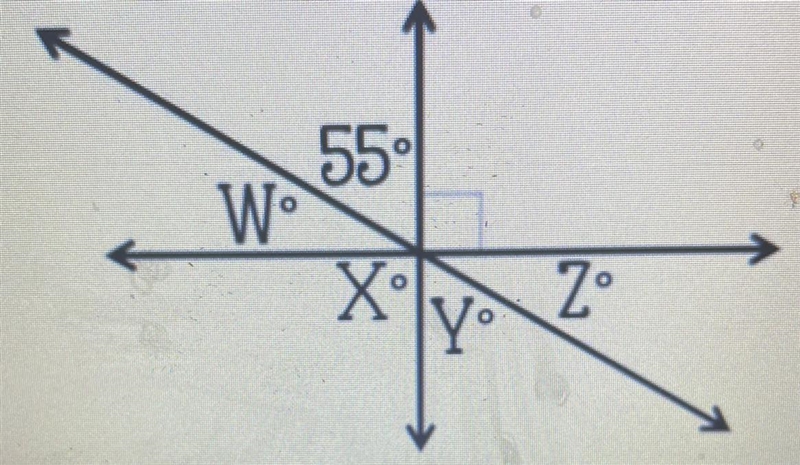 Find the missing angle measure(s). 55° Wº Xy Z Task 11-example-1