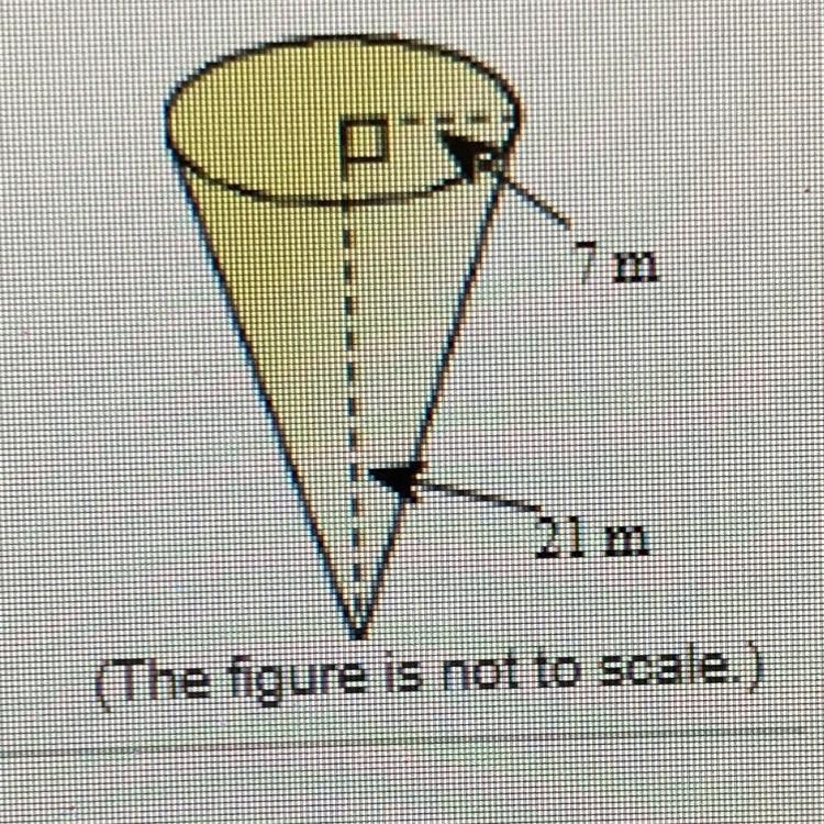 Water Tank A water tank is shaped like the cone shown here. How much water can the-example-1