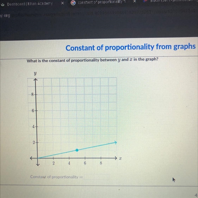 The following graph shows a proportional relationship.What is the constant of proportionality-example-1