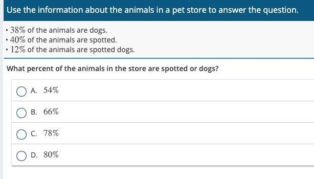 Use the information about the animals in a pet store to answer the question.-example-1