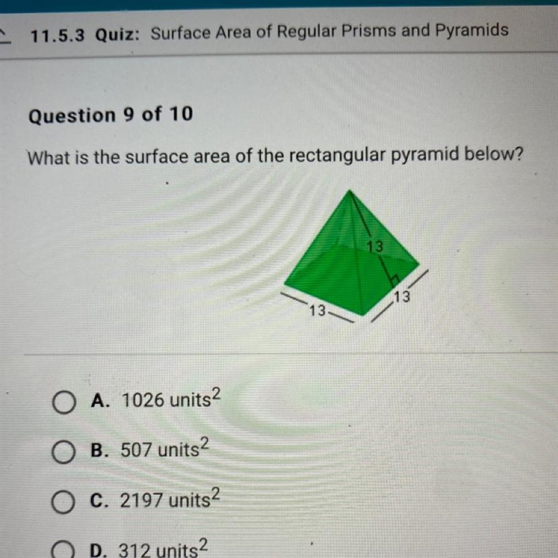 What is the surface area of the rectangular pyramid below?-example-1