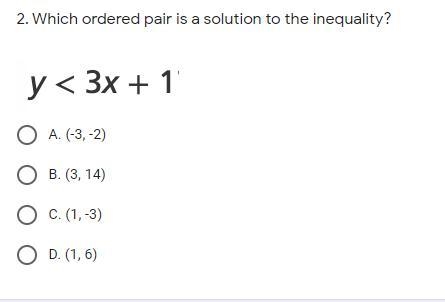 Which ordered pair is a solution to the inequality?-example-1