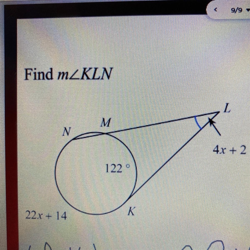 I need to find the x and the angle of m-example-1