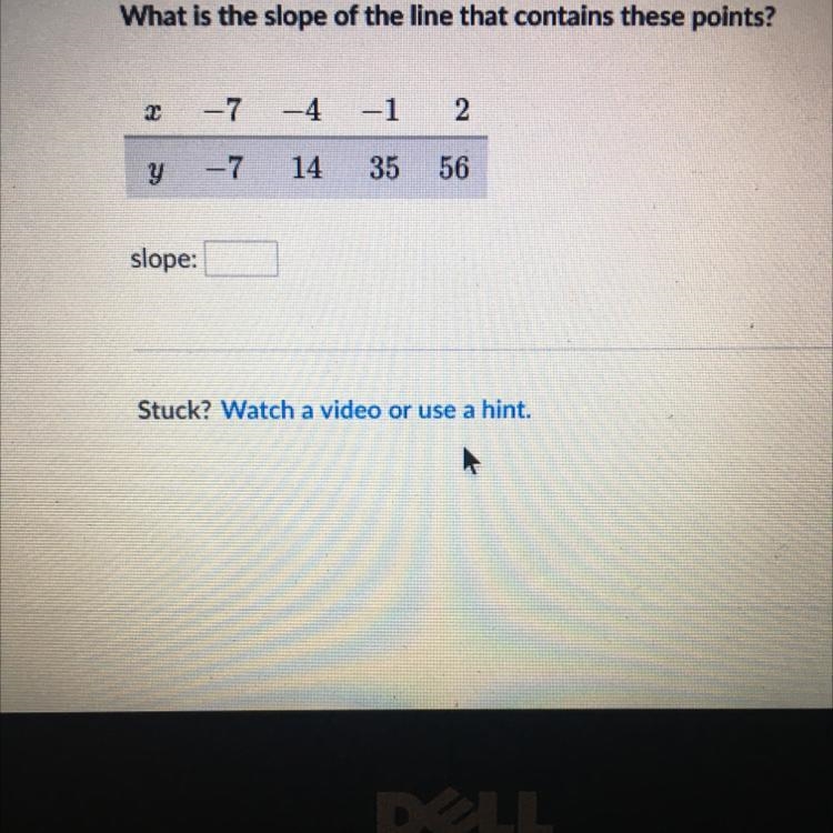 What is the slope of the line that contains these points?-example-1