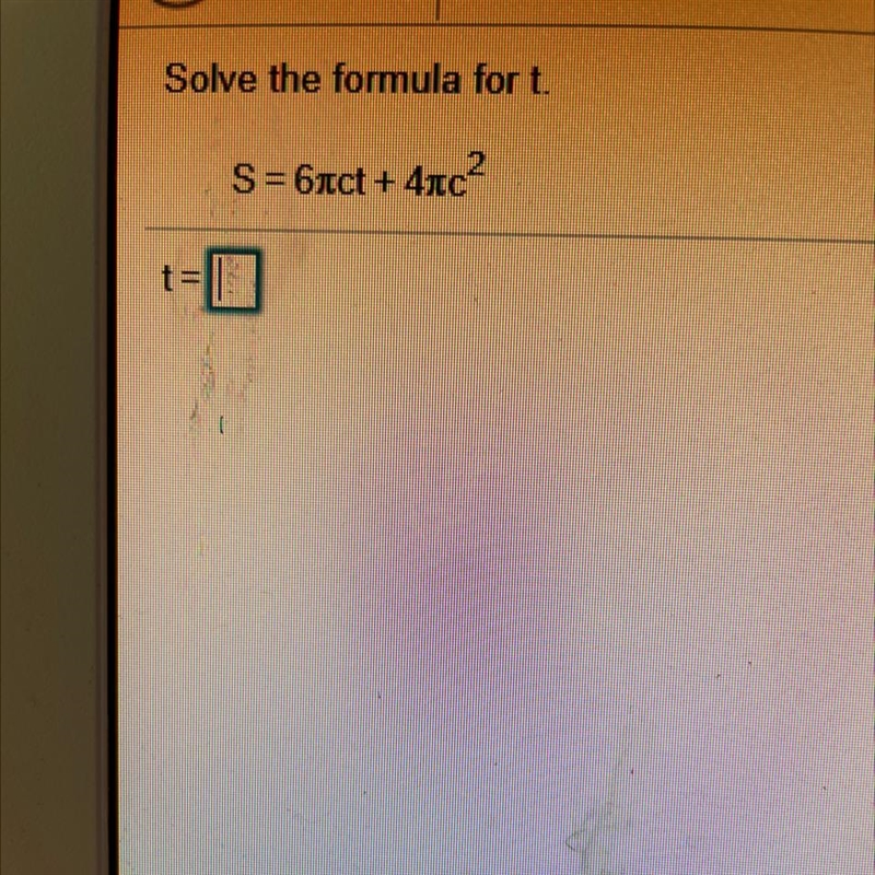 Solve the formula for t-example-1