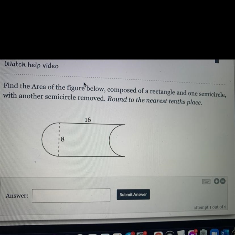 Find the Area of the figure below, composed of a parallelogram and one semicircle-example-1